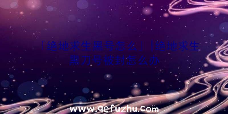 「绝地求生黑号怎么」|绝地求生黑刀号被封怎么办